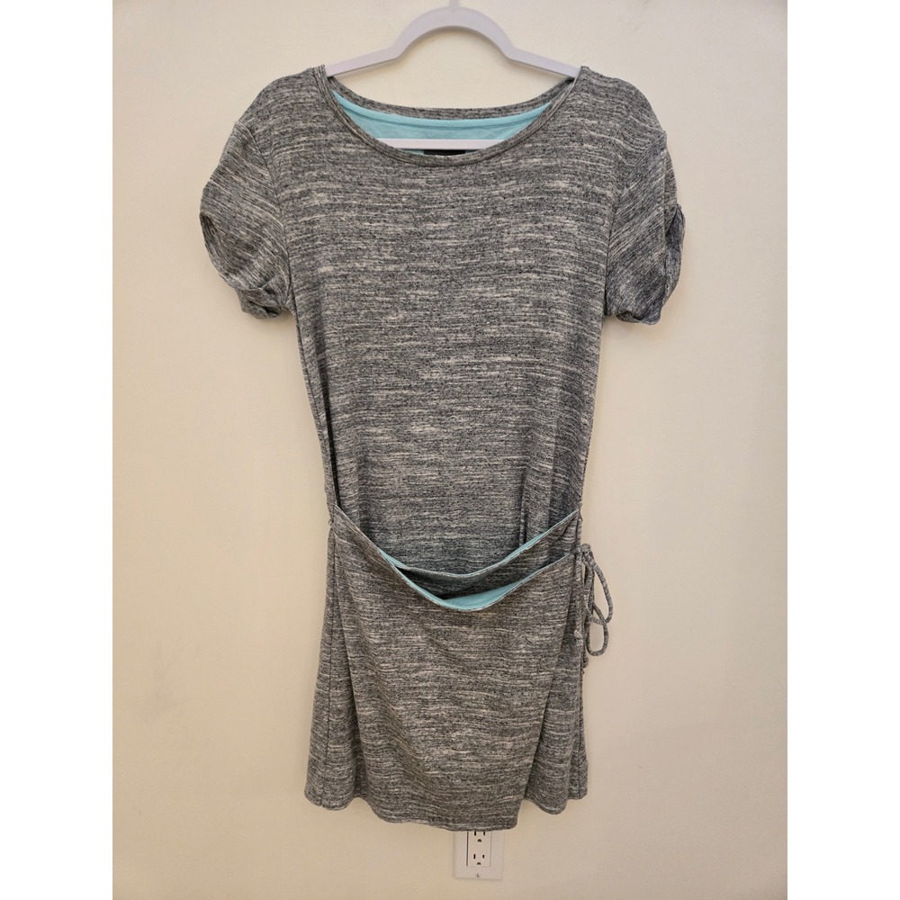 Maeve Anthropologie Gray Marled Knit Wrap Dress Small Short Sleeve Tie Waist